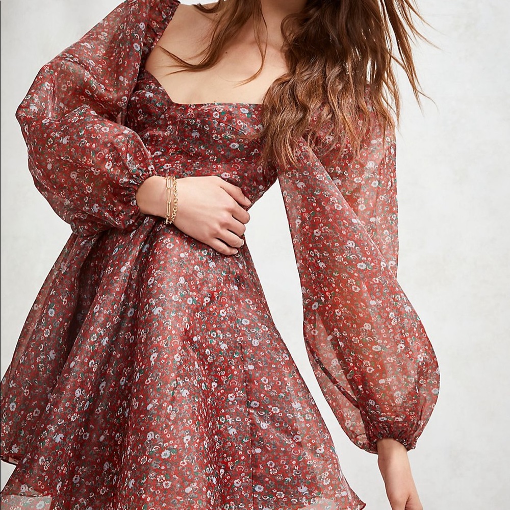 Selkie Princess Red Floral Long Sleeve Dress